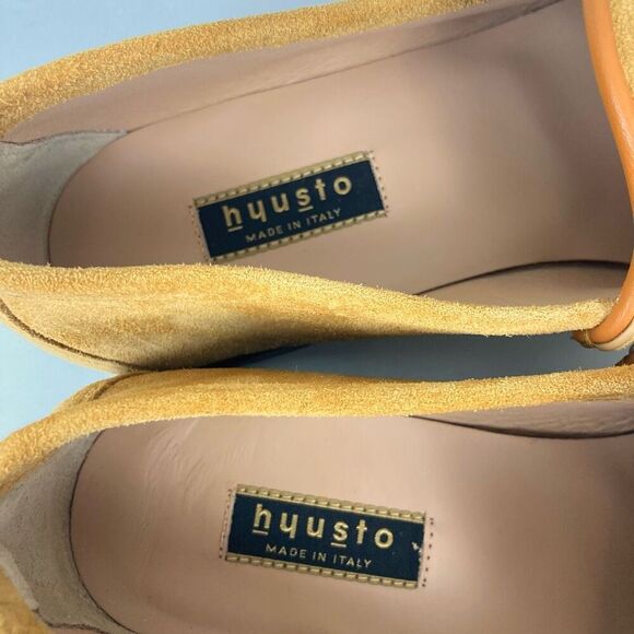 Hyusto Mick Moccasin Light Brown Mustard Yellow Suede Gold Brass Loafers‎ 40 EUR - Picture 6 of 9
